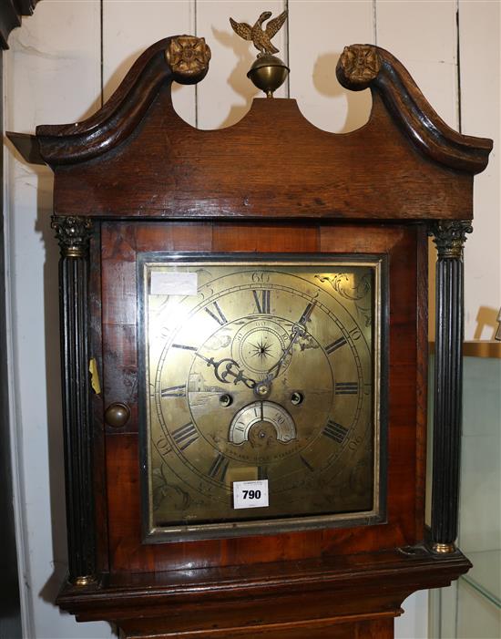 Edward Hunt of Williton. An early 19th century inlaid oak eight day longcase clock, 6ft 10in.